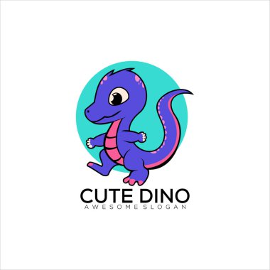 Şirin dinazor logosu tasarımı maskot renkli