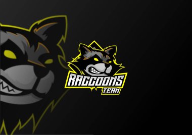 Rakunlar takım logosu esport tasarımı premium maskot