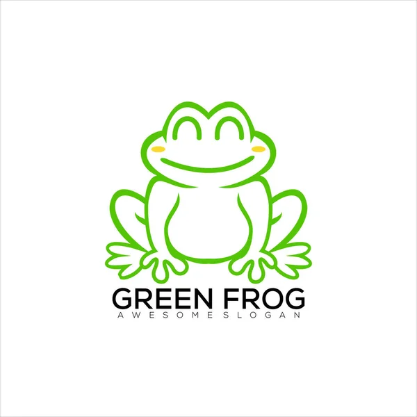 Frog Logo Design Line Art Color — Stock Vector
