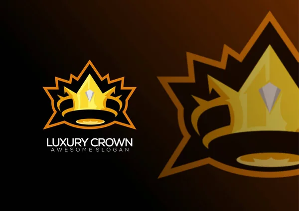 Luxury Crown Logo Design Mascot — Stock Vector