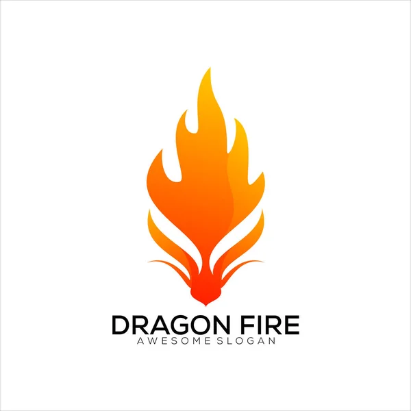Dragon Head Logo Fire Design Gradient Colorful — Stock Vector