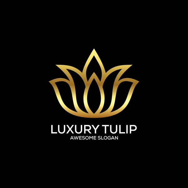 Lyx Tulpan Logotyp Design Linje Konst — Stock vektor