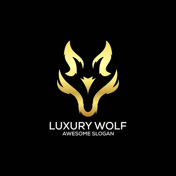 Luksusowy Wilk Logo Projektowanie Linii Sztuki — Wektor stockowy