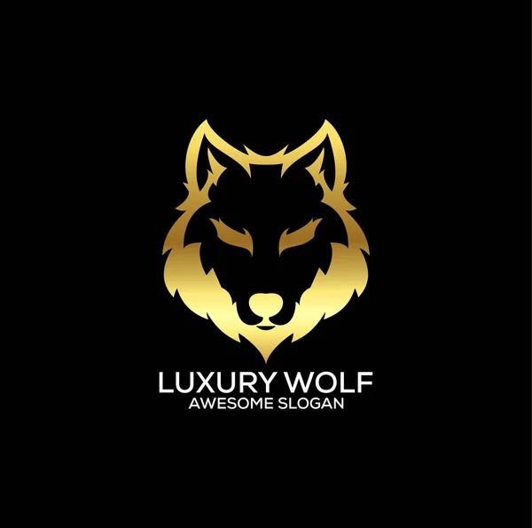 豪華なオオカミのロゴデザイングラデーションカラーラインアート — ストックベクタ