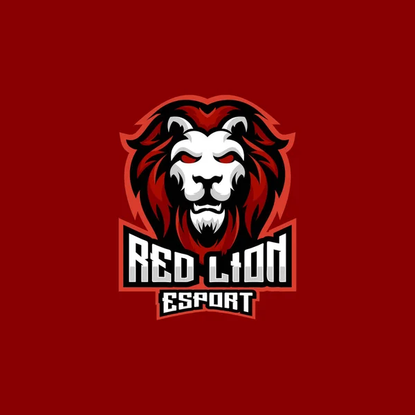 Roter Löwe Logo Esport Team Design Gaming Mascot — Stockvektor