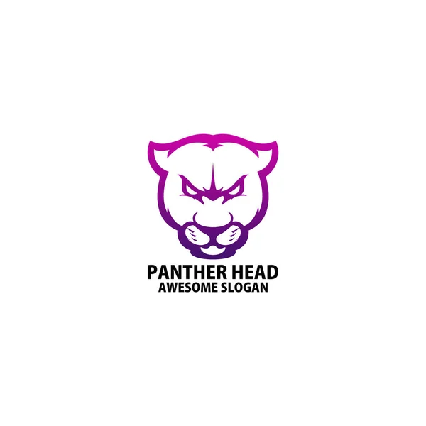 Пантера Голова Логотип Дизайн Градієнтна Лінія Мистецтва — стоковий вектор