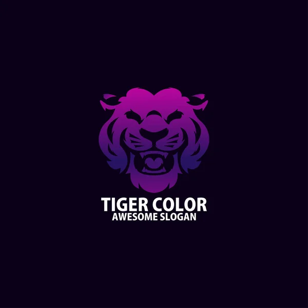 Tête Tigre Logo Design Dégradé Coloré — Image vectorielle