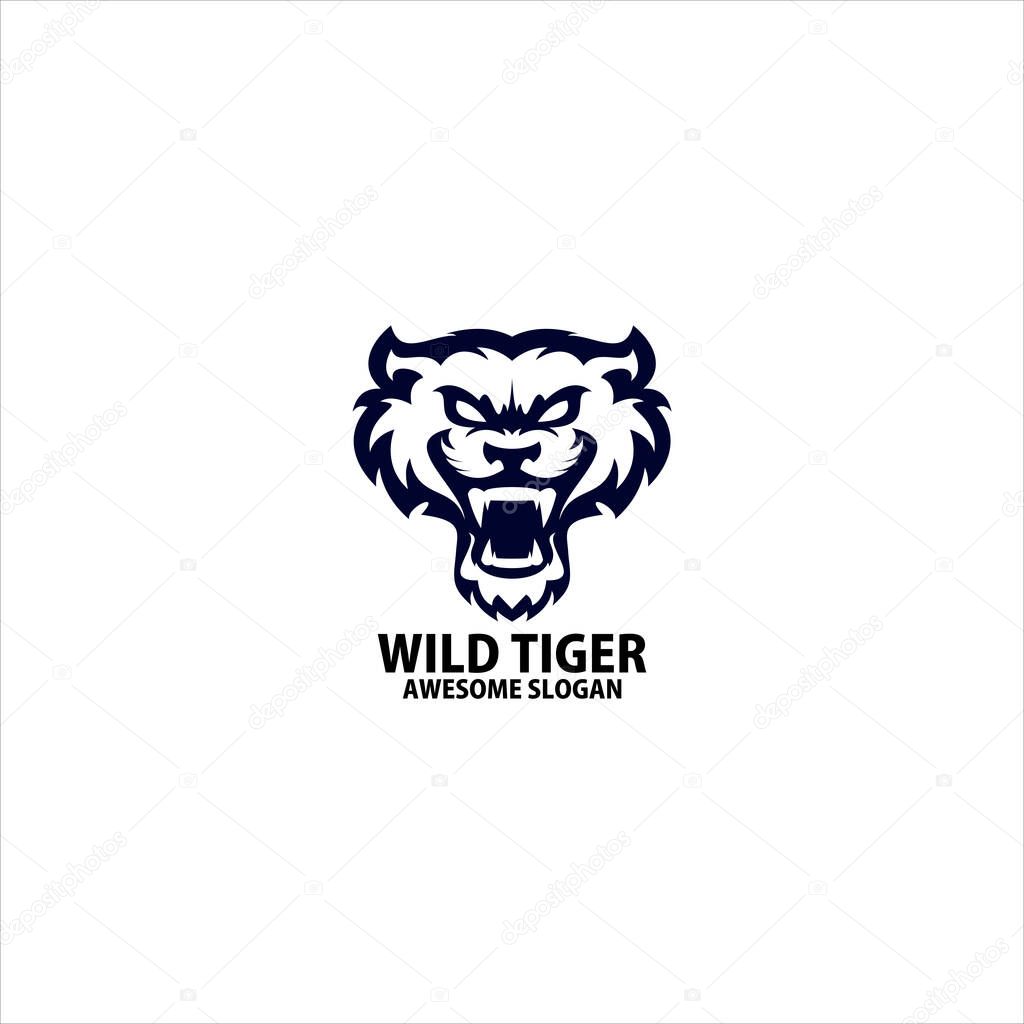 Wild tiger logo design line art color