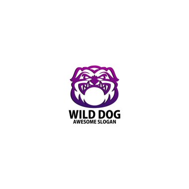 Bulldog baş logosu gradyan çizgisi sanatı