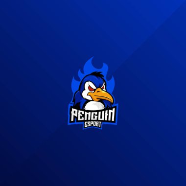 Penguen kızgın logo esport tasarım maskotu