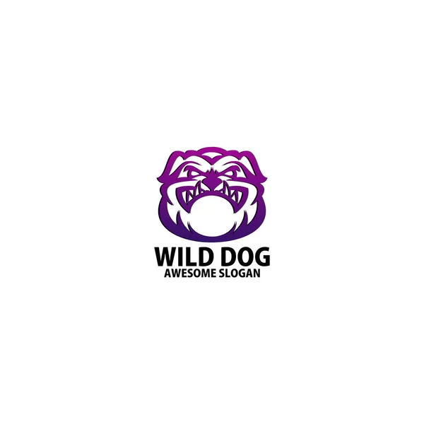 Bulldog Tête Logo Conception Dégradé Ligne Art — Image vectorielle