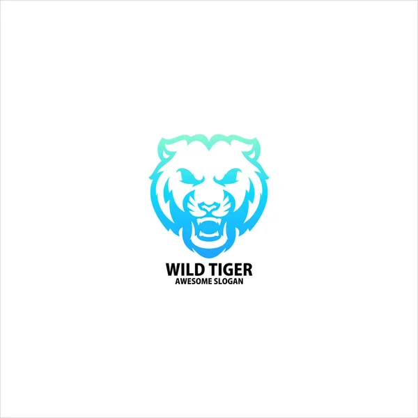 Tête Tigre Ligne Art Design Logo — Image vectorielle