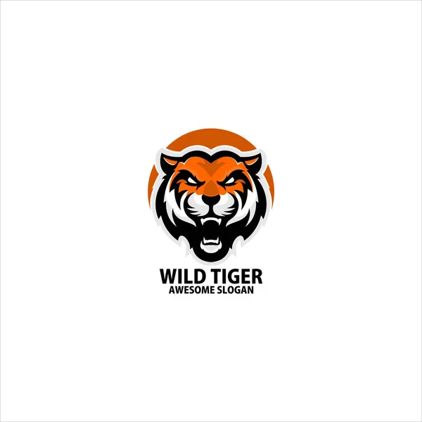 Tigre Colère Logo Jeu Esport Design — Image vectorielle