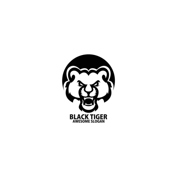 Дизайн Логотипу Голови Тигра Чорної Лінії — стоковий вектор