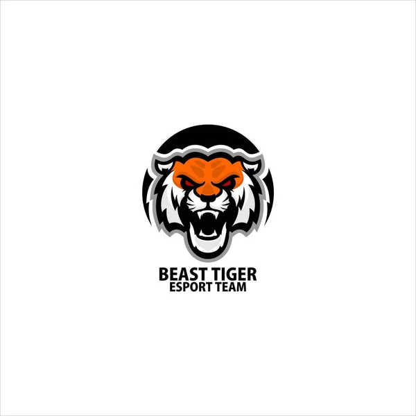 Bête Tigre Logo Jeu Esport Design Mascotte — Image vectorielle