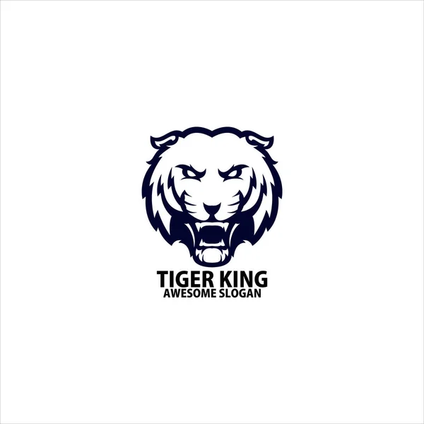 Tigre Irritado Logotipo Cor Linha Design —  Vetores de Stock
