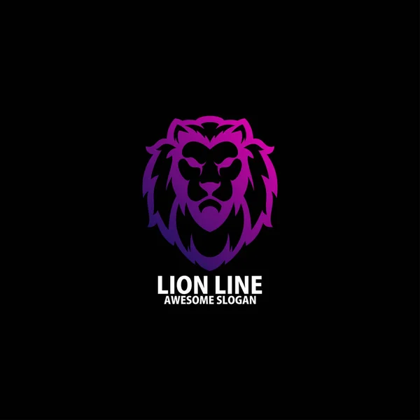 Lion Tête Logo Conception Dégradé Ligne Art — Image vectorielle