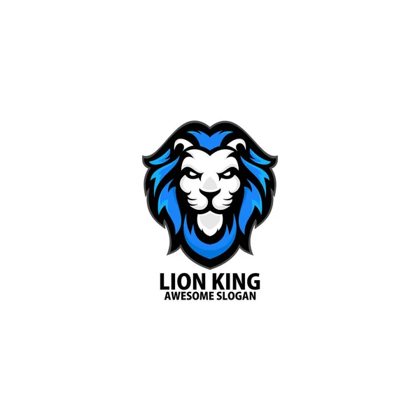 Lejon Kung Logotyp Design Spel Maskot — Stock vektor