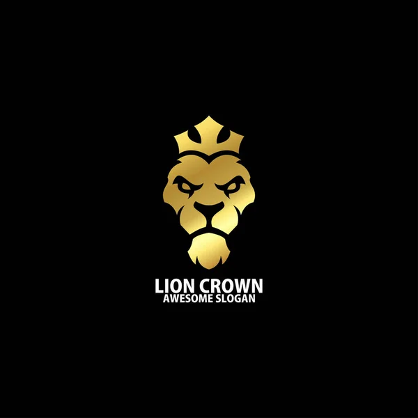 Leão Com Logotipo Coroa Design Cor Luxo —  Vetores de Stock