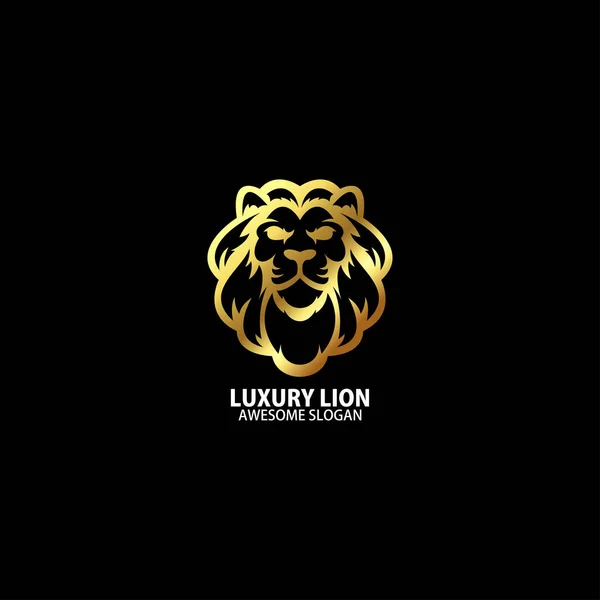 豪華なカラーロゴデザインのライオンの頭ラインアート — ストックベクタ