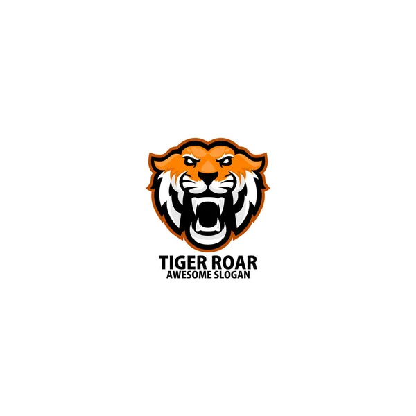 Tigre Rugindo Logotipo Design Mascote —  Vetores de Stock
