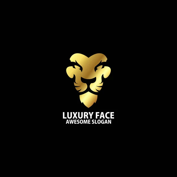 豪華な顔ライオンのロゴデザインエレガントな — ストックベクタ