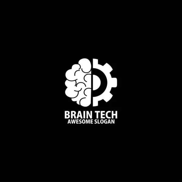 stock vector brain with gear tech design logo business