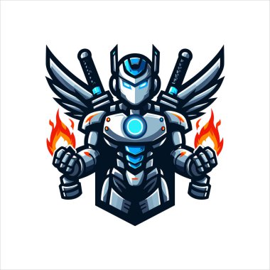 robot logo esport mascot design