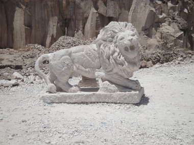 Arequipa Peru 'da taş bir aslan heykeli