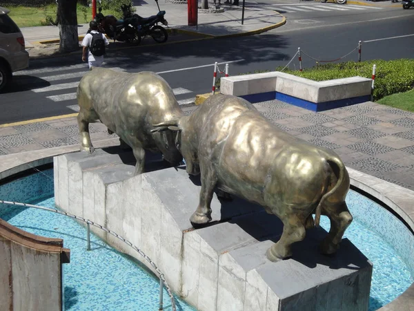 Toros Bronce Ciudad Arequipa Perú — Foto de Stock
