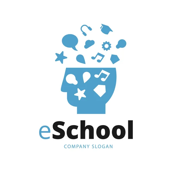 Okul Eğitimi Konsepti Logo Tasarım Şablonu Eğitim Bilgi Ikonu Vektör — Stok fotoğraf