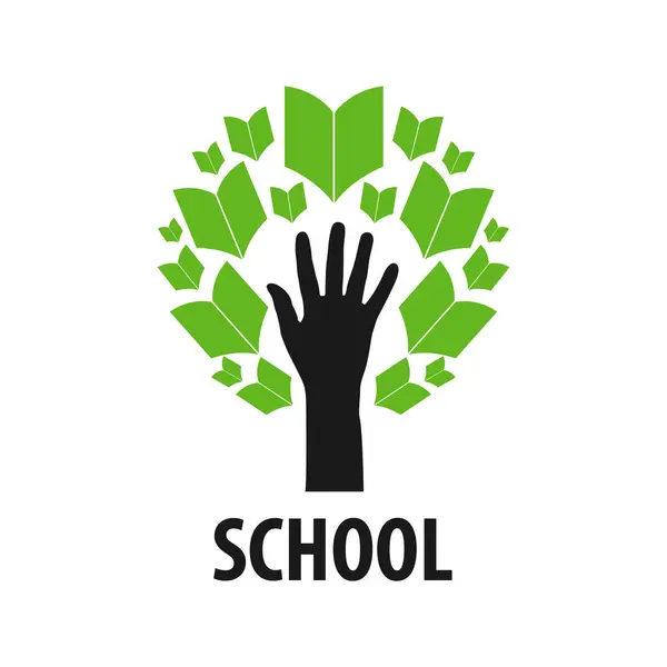 Ręcznie Rysowane Logo Liśćmi Ręką Drzewa Wektor — Zdjęcie stockowe
