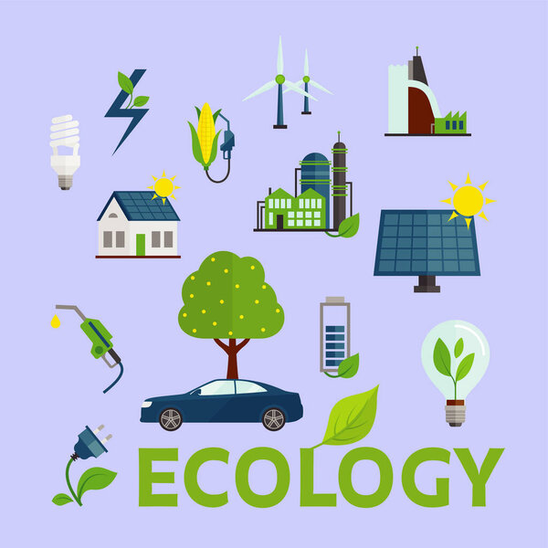 Energy and ecology icon set