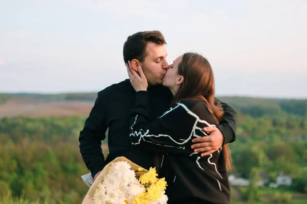 Knuffels Van Mensen Verliefde Gelukkigste Moment Mooi Paar Verliefde Romantische — Stockfoto