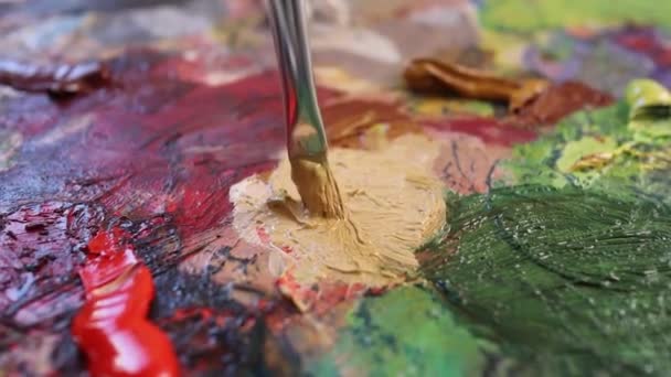 Домашнє Хобі Малювання Вдома Школа Мистецтв Вільний Час Палітра Фарбами — стокове відео