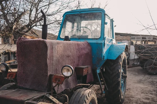 Old Tractor Village Rural Life Work Field Ukrainian Village Retro — Stock Photo, Image