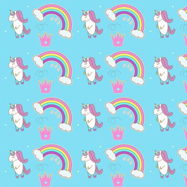 tek boynuzlu at çizgi film deseni çizimi