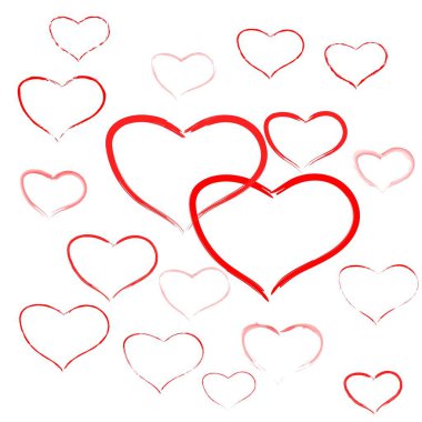 Sonsuza dek birlikte. Aşk Dolu İki Tutku Yüreği. El Çekimi Kalp Simgeleri Beyaz Arkaplan 'da izole edildi. Vektör Simgelemesi