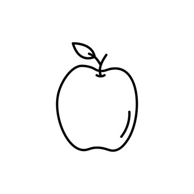 Yaprak kaplama ikonlu elma. Vektör grafikleri