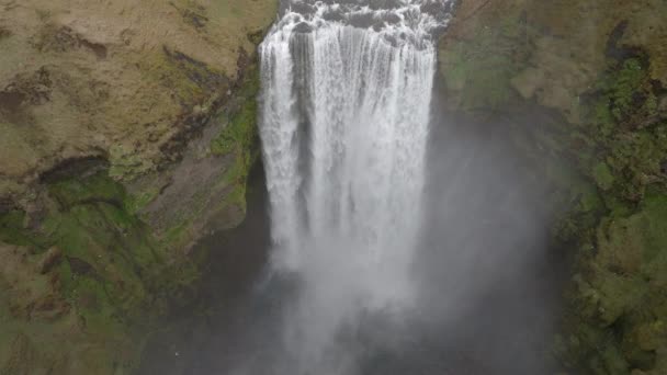 Drone Footage Skogafoss Waterfall South Iceland Daytime — Stock Video