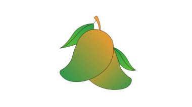 Olgunlaşan mango zamanı yeşilden sarıya ve sarıdan kahverengiye, yeşilden çürüğe, 2d 4k animasyon