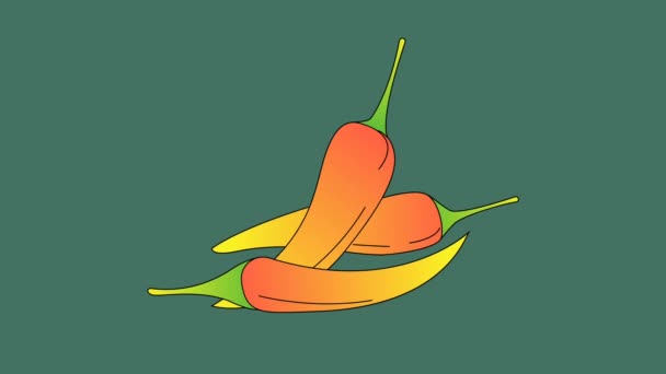Chili Cayenne Würzige Paprika Wechselnden Farben Rosa Orange Rot Gelb — Stockvideo