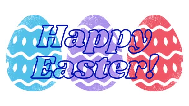 Œufs Pâques Multicolores Avec Une Inscription Bleu Foncé Joyeux Pâques — Video