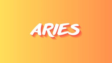 Koç burcu astrolojisi (zodiac) kırmızı ve turuncu renklerde işaretler, yazıtlar