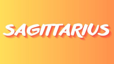 Yay burcu astrolojisi (zodiac) kırmızı ve turuncu renkler ve yazıtlarla resimleme imzalar.