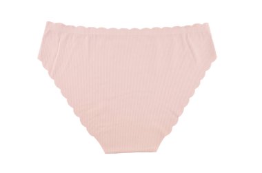 Leylak (lavanta, menekşe, mor) pürüzsüz (görünmez) kadın iç çamaşırı (iç çamaşırı, külot, külot) dalgalı kenar izole, üst arka görünüm