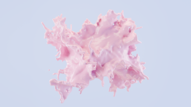 Çilekli süt (milkshake), mavi arka planda izole edilmiş büyük sıçrama, 3D model