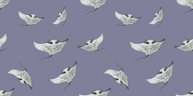 Mor arka planda manta vatozlu desen