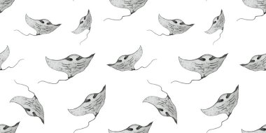 Beyaz arka planda manta vatozlu desen