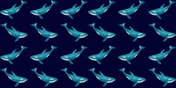 Orca Pattern Dark Blue Background — Stock Photo, Image